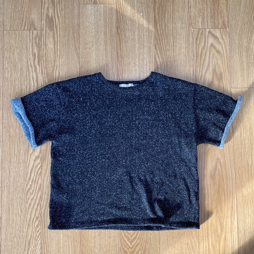 Zara Trafaluc boxy fleece short sleeve shirt
